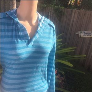 - Guess Blue Striped Hoodie Sweatshirt